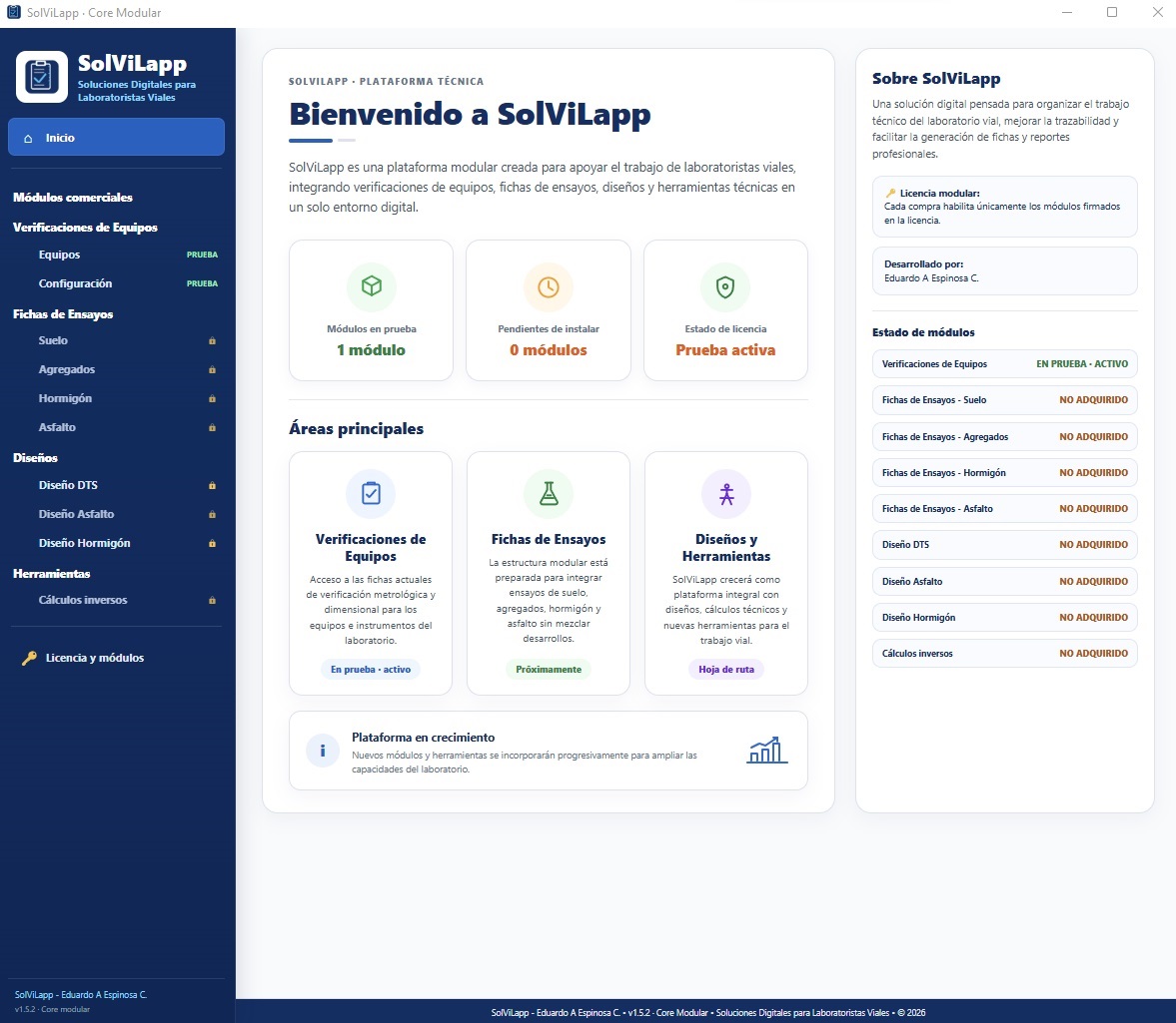 Pantalla principal real de SolViLapp con Verificaciones activo